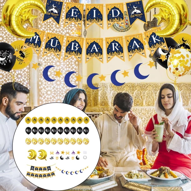 de Eid Mubarak para el festival islámico musulmán Suministros para fiestas Decoración de Ramadán , BLESIY Globos Eid