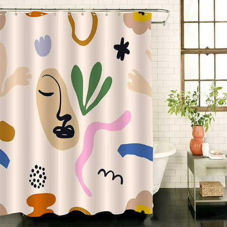 Aesthetic Shower Curtain Modern, Terracotta Linen Shower Curtain