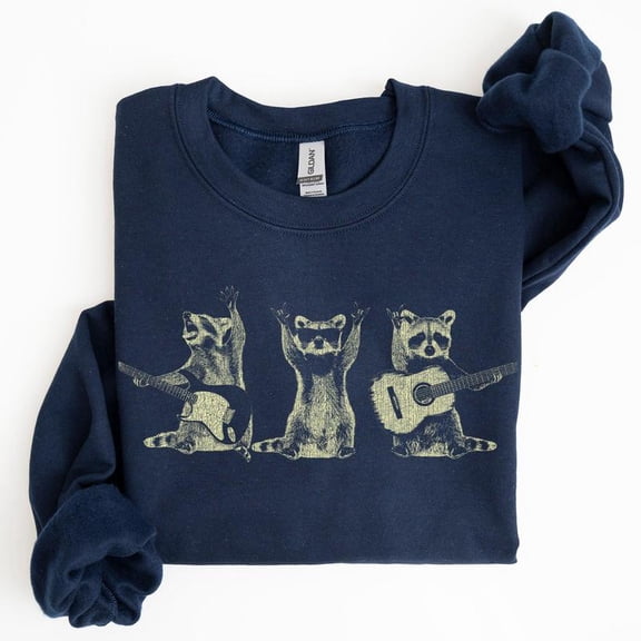 Raccoon Band, Playing Guitar, Funny Animals Sweatshirt