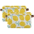 thumbnail image 2 of FREEAMG Summer Lemon Storage Basket, Durable Canvas Organizer With Handles Large Collapsible Storage Bins Boxes for Home Office - 2 Pack, 2 of 7