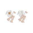 thumbnail image 2 of RUINIXCW Baby Girl Fall Outfits Cow Print Long Sleeve Romper Flare Pants Headband, 2 of 8