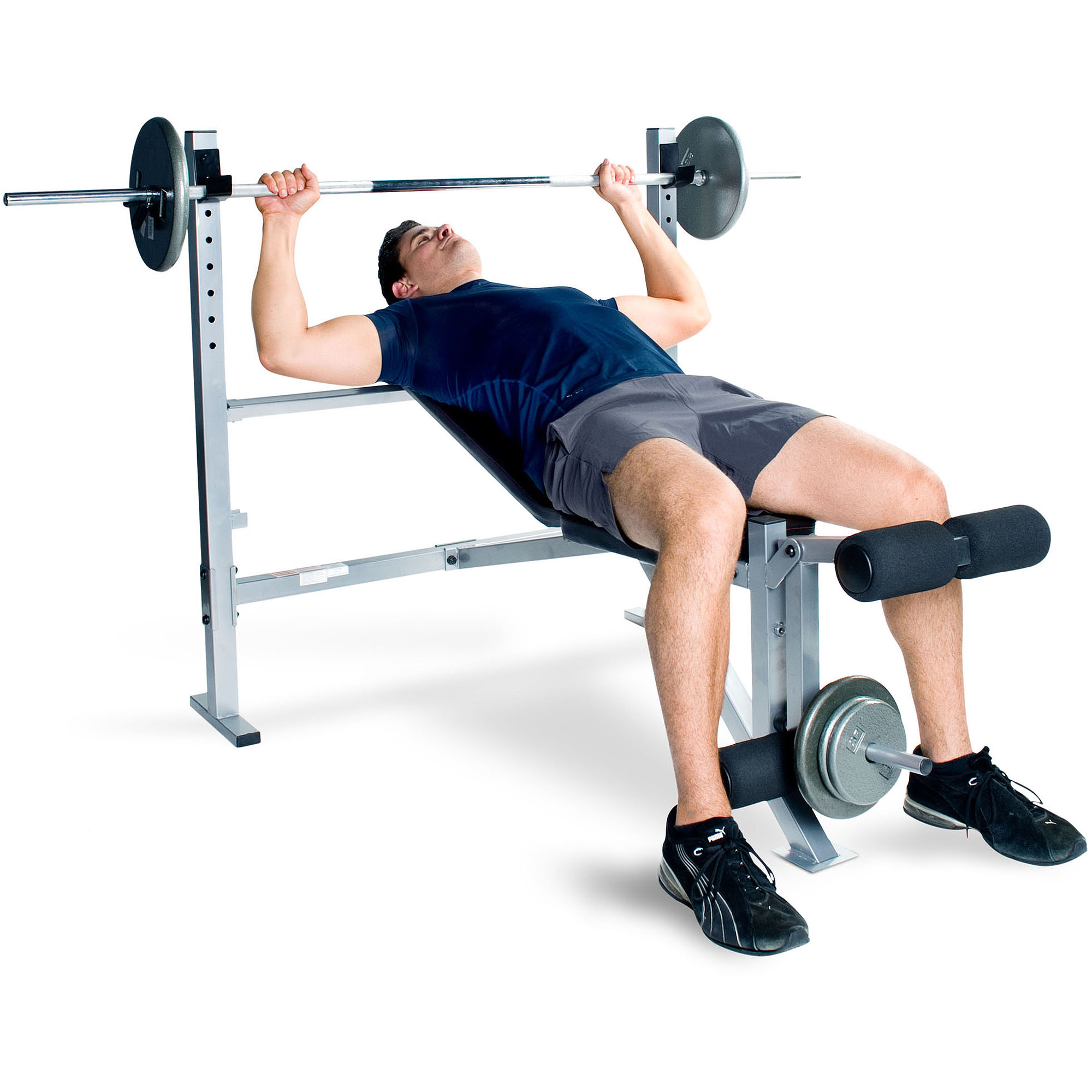 CAP Strength Deluxe Mid-Width Weight Bench with Leg Attachment (500lb Capacity), Black and Gray - image 3 of 5