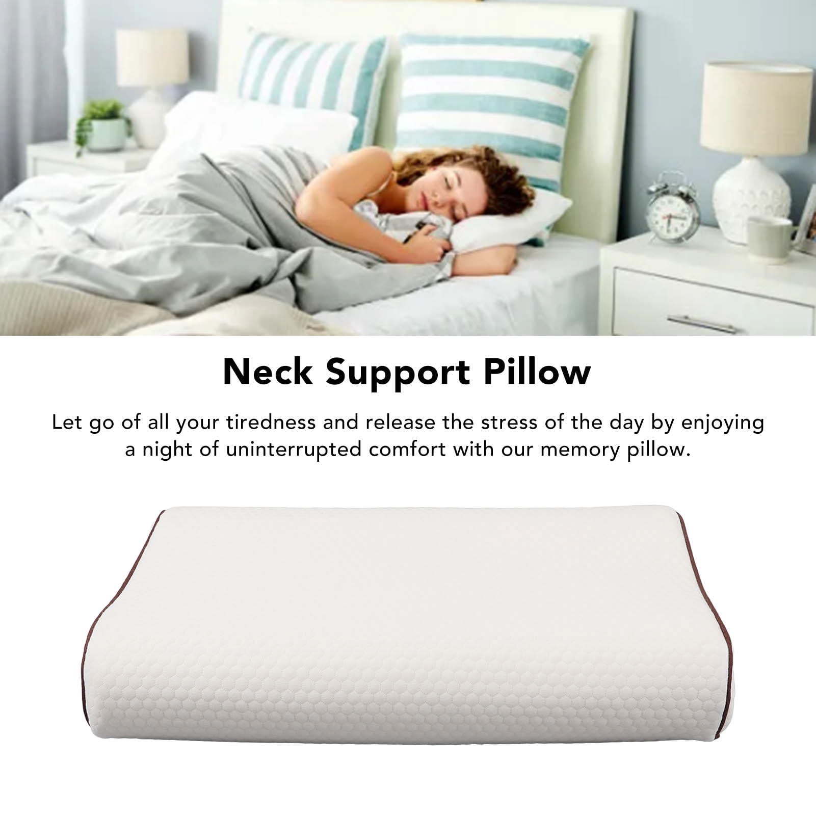 Yajisi Memory Foam Pillow, High Density Slow Rebound Cervical Pillow for Neck Pain Relief, Wavy Design for Side/Back/Stomach Sleepers, 14.57 x 7.09 x 7.09 in