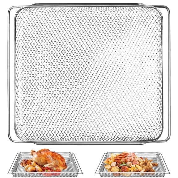 GCQ 15 x 12 Inch Silver Stainless Steel Mesh Air Fryer Basket, Replacement Accessories Compatible with COSORI 32 QT 12-in-1 13-in-1 Toaster Oven Combo, Dishwasher Safe