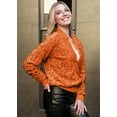 thumbnail image 3 of Women's Sparkly Sequin Jacket Glitter Long Sleeves Front Zip Up Bomber Jacket with Ribbed Cuffs, 3 of 6