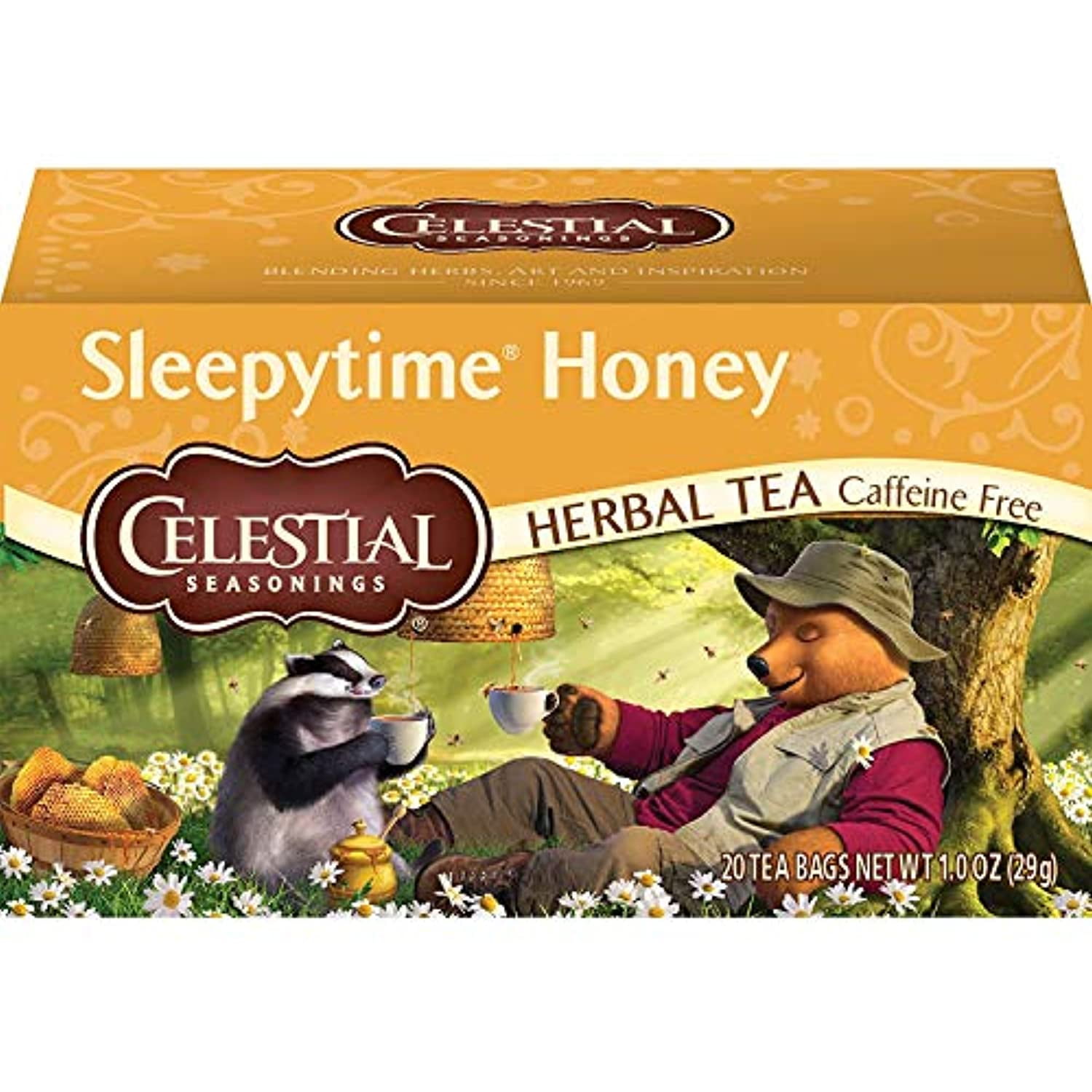 Celestial Seasonings Herbal Tea, Sleepytime Honey, Caffeine Free Sleep Tea, 20 Tea Bags (Pack Of 6)