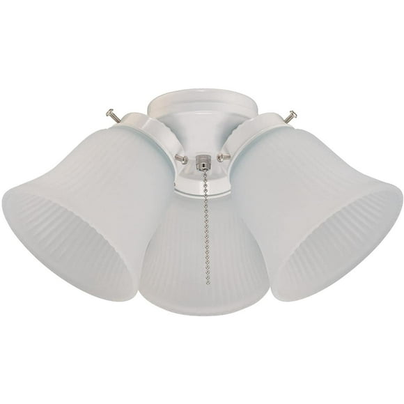 Westinghouse Lighting Fitter Ribbed Glass Shade LED Ceiling Fan Light Kit, White (New Open Box)
