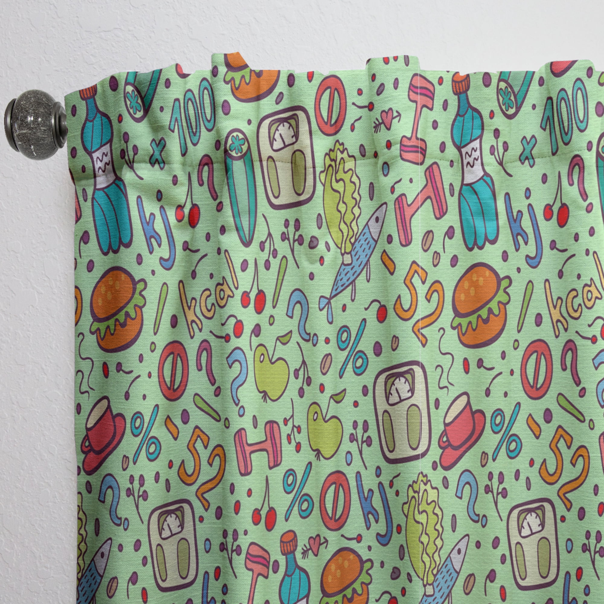Designart 'Diet Green Protein Pattern' Traditional Curtain Panel