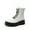 WHITE, variant on DREAM PAIRS Girls' Mid Calf Combat Boots, Black & White Lace-Up Boots with Side Zipper, Kids Fall Winter Fashion Shoes