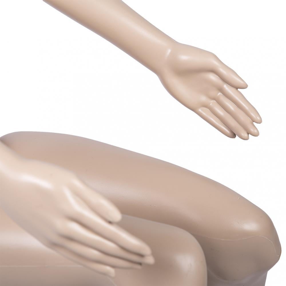 Displays2go Seated Female Mannequin with Realistic Features and Pedestal Base 