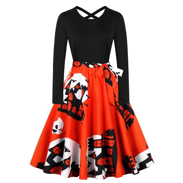 WILLBEST Robes pour Femmes Vintage Manches Longues Soirée Bal Robe Longue