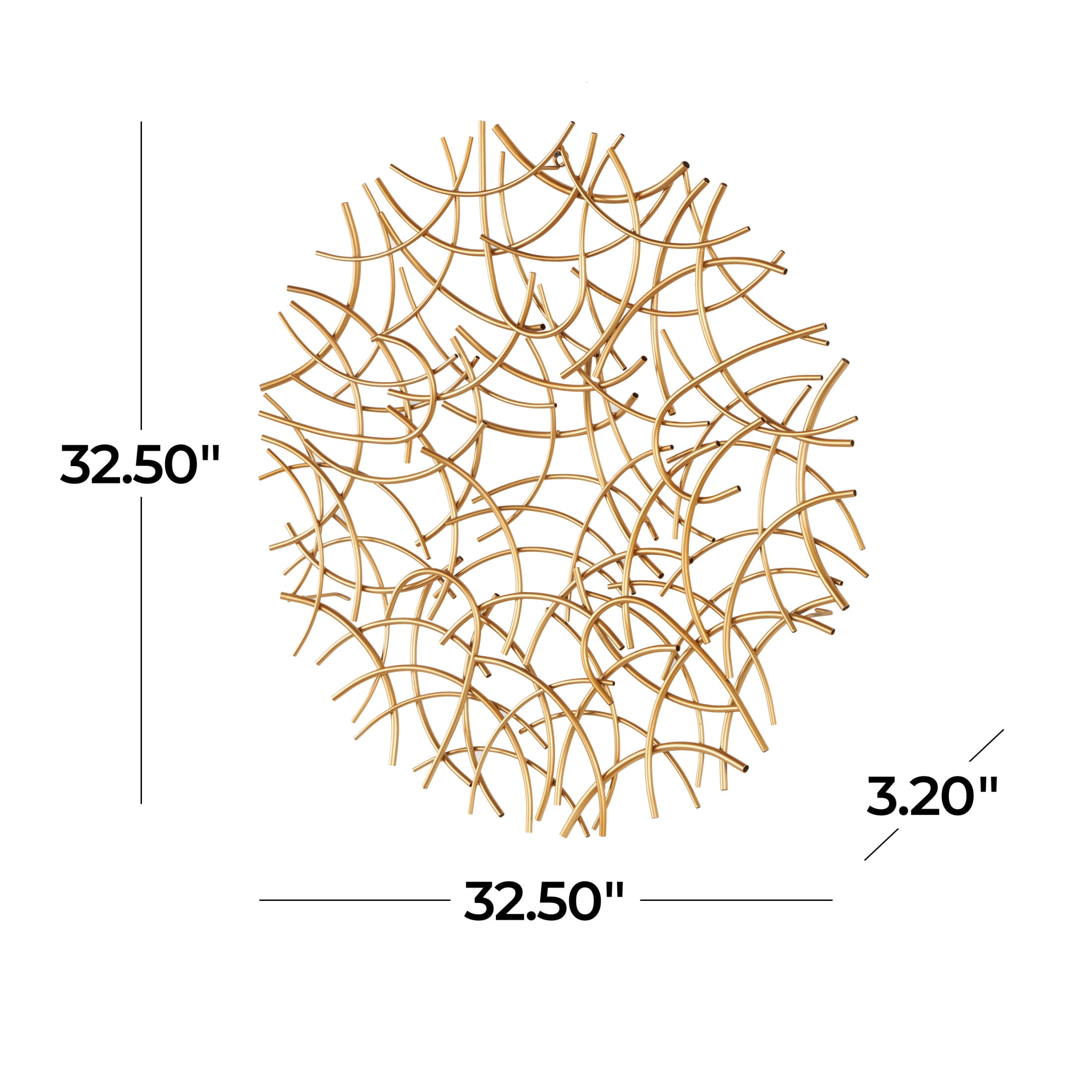 DecMode Gold Metal Overlapping Curved Sticks Abstract Wall Decor