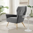 thumbnail image 2 of Armchair Accent Tufted Chair, Grey Gray, Velvet, Modern Contemporary, Mid Century Living Hotel Lounge Cafe Lobby, 2 of 8