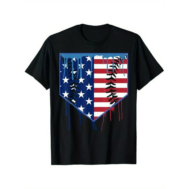 Baseball Drip Boys Ice Cream Patriotic American Flag T-Shirt for Boys Soft Fabric, Breathable, Comfortable Short Sleeve Tees Perfect for Boys Shirts Boy Girl Best Gift