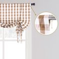 thumbnail image 6 of Haperlare Plaid Tie Up Curtain 42" x 63" Buffalo Check Gingham Pattern Adjustable Tie Up Shades Farmhouse Cafe Curtain for Bedroom, Tan White, 1 Set, 6 of 6