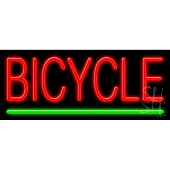 Bicycle LED Neon Sign 6 x 15 - inches, Clear Edge Cut Acrylic Backing, with Dimmer - Bright and Premium built indoor LED Neon Sign for automotive store, and mall.