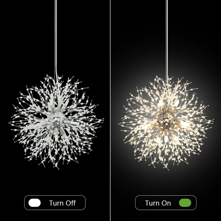 DingLiLighting 8-Light Crystal Chandelier, Firework Ceiling