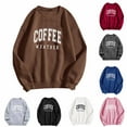 thumbnail image 4 of Uaswgudfs COFFEE WEATHER Letter Print Sweatshirt for Women Long Sleeve Crewneck Shirts Comfy Oversized Pullover Tops Blue Top XL, 4 of 4