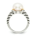 thumbnail image 2 of 925 Sterling Silver With Real 14kt 10mm Button FW Cultured Pearl Ring Size: 7; for Adults and Teens; for Women and Men, 2 of 5