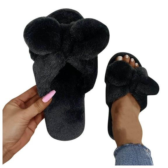 Oyedens Bowknot Slippers for Women Bowknot Open Toe House Slippers for Woman Memory Foam Home Shoes