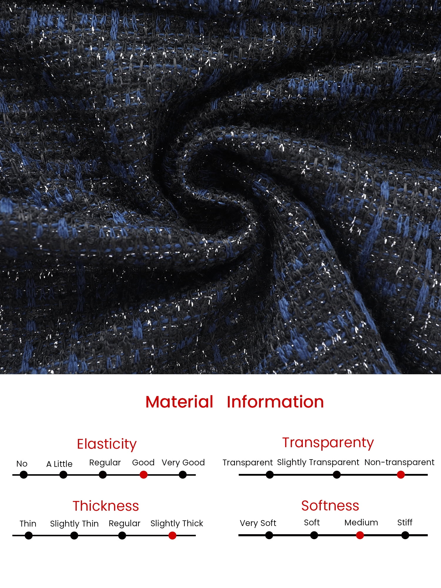 DARING DIVA Women's Tweed Long Sleeve Wedding Cocktail Bodycon Dress L Blue Black