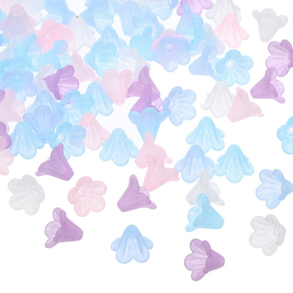 Uxcell 100 Pcs Acrylic Frosted Flower Beads Trumpet Flower Beads, Multicolored
