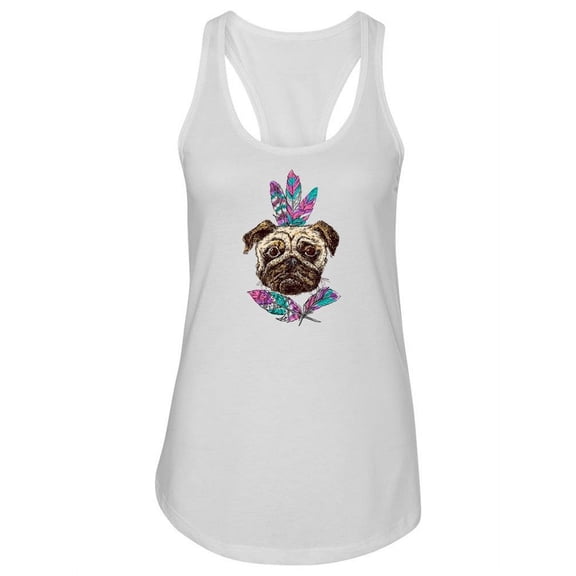 Pug With Feathers Tank Women -Image by Shutterstock, Female x-Small