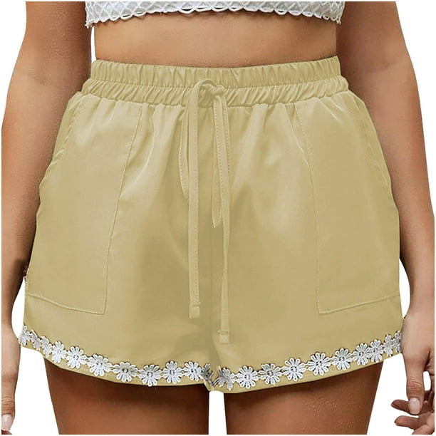 Pantalones cortos de verano de moda para mujer, pantalones cortos de cintura elástica con bolsillos florales y vendaje sexy Fridja fhjkhfk459220