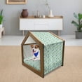 thumbnail image 3 of Leaves Pet House, Various Type Green Tone Leaves Scattered Randomly on White Background Tangled Design, Outdoor & Indoor Portable Dog Kennel with Pillow and Cover, 5 Sizes, Multicolor, by Ambesonne, 3 of 5