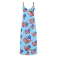 thumbnail image 4 of Clean Women's American Flag Sundress Summer Boho Dress Independence Day Printed Long Dresses 4Th of July Patriotic Maxi Dress Spaghetti Strap Sexy Beach Dresses Vacation Outfits, 4 of 5
