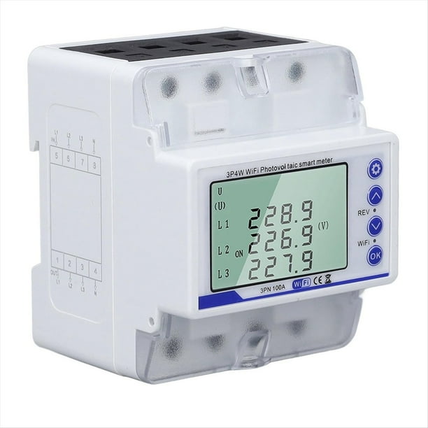 Disyuntor WiFi, Medidor de Energía Trifásico con Pantalla LCD - Interruptor Direccional de 60-300 V y 100 A