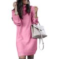 thumbnail image 1 of Fashnice Robe Tricotée pour Femmes Couleur Unie Min Manches Longues Chandail Décontracté Chaud Hauts Rose m, 1 of 2