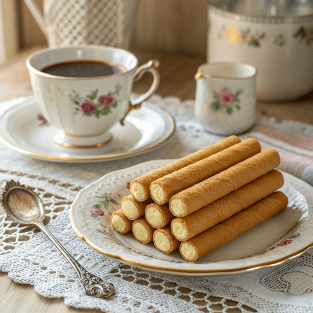 Dolcetto Premium Cream Filled Rolled Wafers | Gourmet Cookies Baked 3 Flavor Variety (1) Strawberry, Vanilla, Tiramisu (3 Ounce ) + MerlinsMart Zine