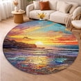 thumbnail image 5 of Round Rug, Beach31 Soft Washable Carpet, Non-Slip Floor Mat for Living Room Bedroom Home Decor 31 Inch, 5 of 6