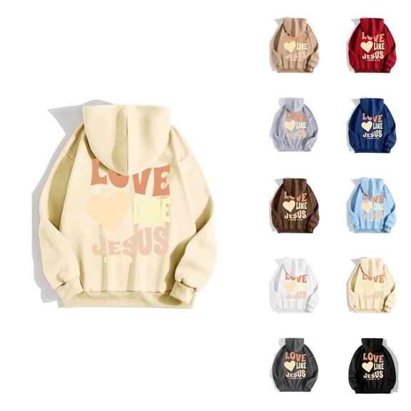 Women's Christian Hoodie 2025 Fall Winter Fashion Love Like Jesus Christian Hoodie Sweatshirt with Pockets Pullover Top