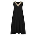thumbnail image 4 of Aloohaidyvio Dresses Plus Size,Womens Summer V Neck Lace Fashion Casual Solid Color Sleeveless Cotton Linen Long Dress, 4 of 6