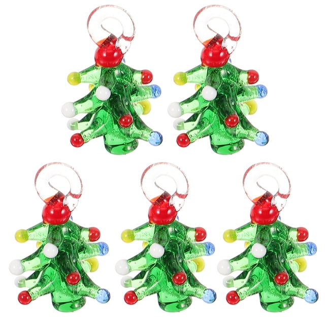 5 piezas de dijes de joyería con forma de árbol de Navidad para collares, accesorios para hacer pulseras y manualidades.