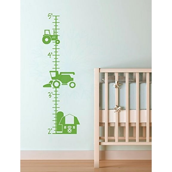 Farm Tractor Growth Chart Vinyl Boy Bedroom Art Décor Wall Stickers, Lime Green