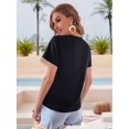thumbnail image 4 of Womens Short Sleeve Summer Tops Lace Trim V Neck Blouses for Women Dressy Casual Shirts, 4 of 5