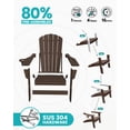thumbnail image 4 of Cobiod Folding Adirondack Patio Chair with Cup Holder , All-Weather HDPE Outdoor Lounge Chair, Wood Grain Ergonomic Design, Coffee, 4 of 9