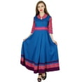 thumbnail image 2 of Bimba Women Blue Flaired Anarkali Kurta Kurti Casual Chic Indian Blouse Gift, 2 of 9