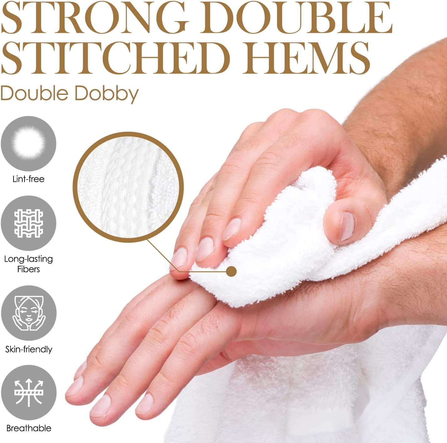 Elaine Karen Premium Cotton Bath Hand Towels for Home, Hotel & Spa, 6-Pack White