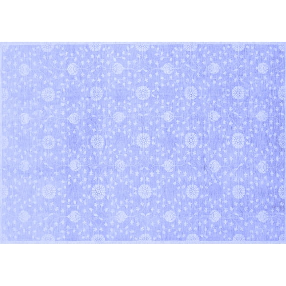 Ahgly Company Machine Washable Indoor Rectangle Oriental Blue Traditional Area Rugs, 5' x 7'