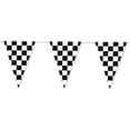 thumbnail image 3 of 100 Foot Long Race Track Car Finish Line Black and White Plastic Pennant Party Checker Pattern String Curtain Banner for Decorations, Birthdays, Event Supplies, Festivals, Children, 3 of 6