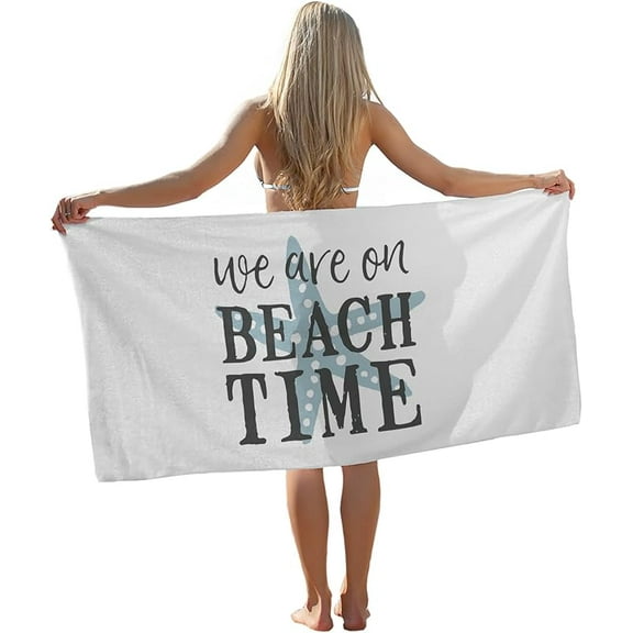 60x30IN Beach Towel Beach Gifts Pool Towels We are on Beach Time Sand Towel Large Bath Towels Gifts for Beach Lovers Women Men Nautical Coastal Beach Bathroom Decor
