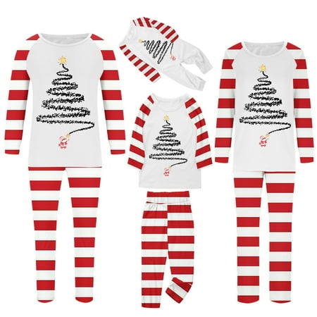 

Feancey Family Matching Pajamas Comfy Christmas Tree Print Lounge Pjs Set Fashion Raglan Long Sleeve Sleepwear Stripe Pants Loungewear Sets Deals of The Day Clearance Red