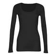 thumbnail image 6 of Kixjoy Square Neck Tops for Women Long Sleeve Ribbed Scoop Neck Top Slim Fit Warm Winter Undershirt Basic Lightweight Shirts for Women, Black L, 6 of 6
