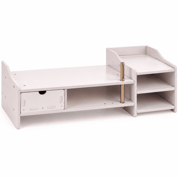 Kabuer Office Wood Desk Organizer, Top Monitor Stand Riser, Multifunctional Storage Desktop Shelf