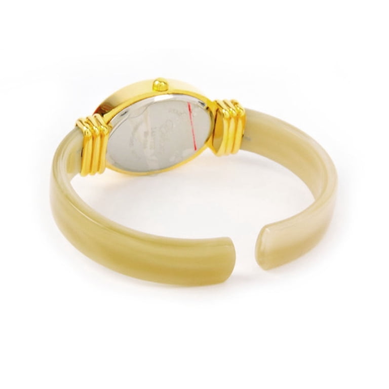Horn Ivory Acrylic Band Gold Oval Case Women