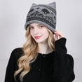 thumbnail image 4 of LRGSHF Women Cute Cat Ear Shaped Knit Hat, Vintage Cuffed Winter Hat Warm Ear Protection Pullover Cap, 4 of 4
